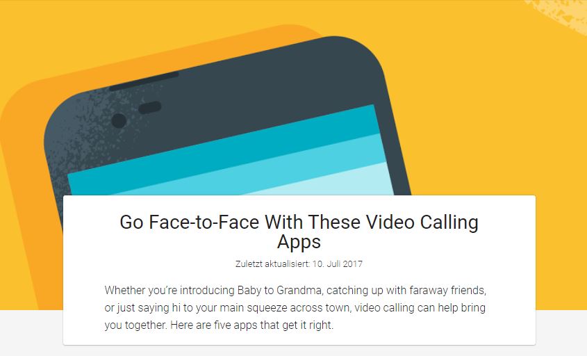 Google Play Empfehlungen Videocall-Apps