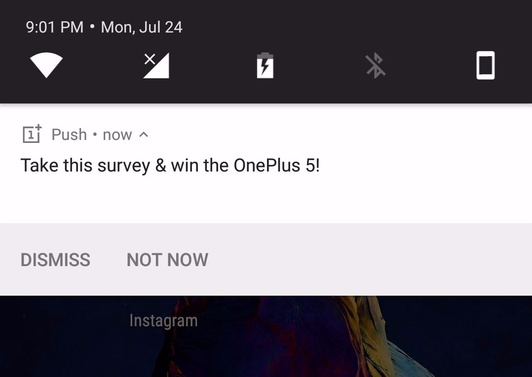OnePlus 5 Push Benachrichtigung Gewinnspiel