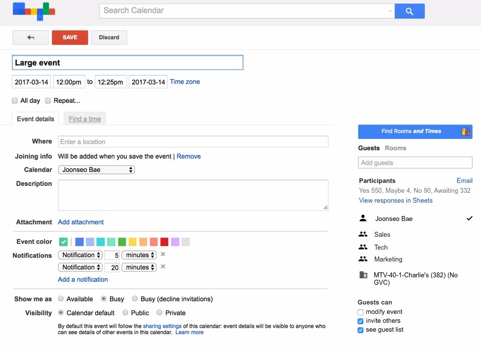 google kalender große Termine