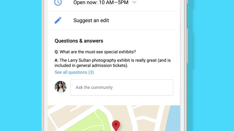 Google Maps Frage-Antwort Header