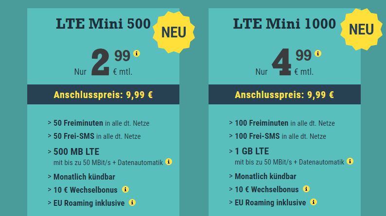 McSIM LTE Mini 500 und 1000