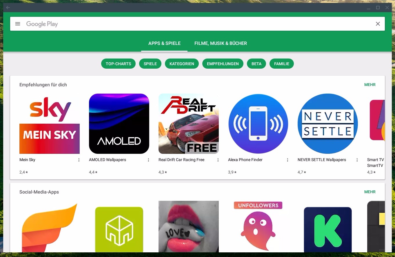 Google Play Store Chromebooks Test