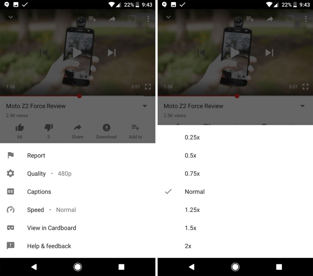 YouTube App Speed Control