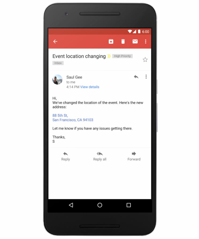 Gmail klickbare Adresse Screenshot