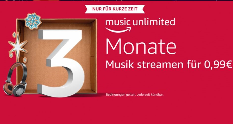 Amazon Music Unlimited 3 Monate 99 Cent Weihnachten