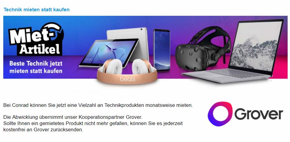 Conrad Grover Technik mieten