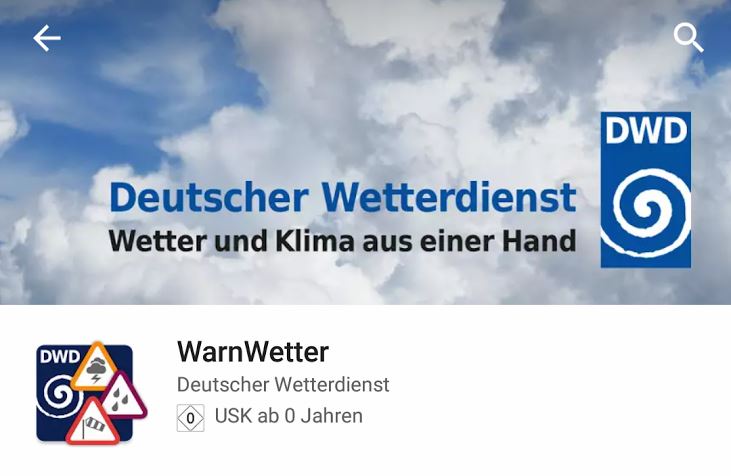 WarnWetter Play Store Header