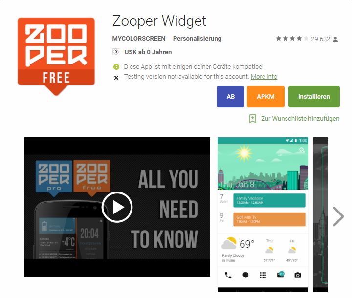 Zooper Widget Play Store