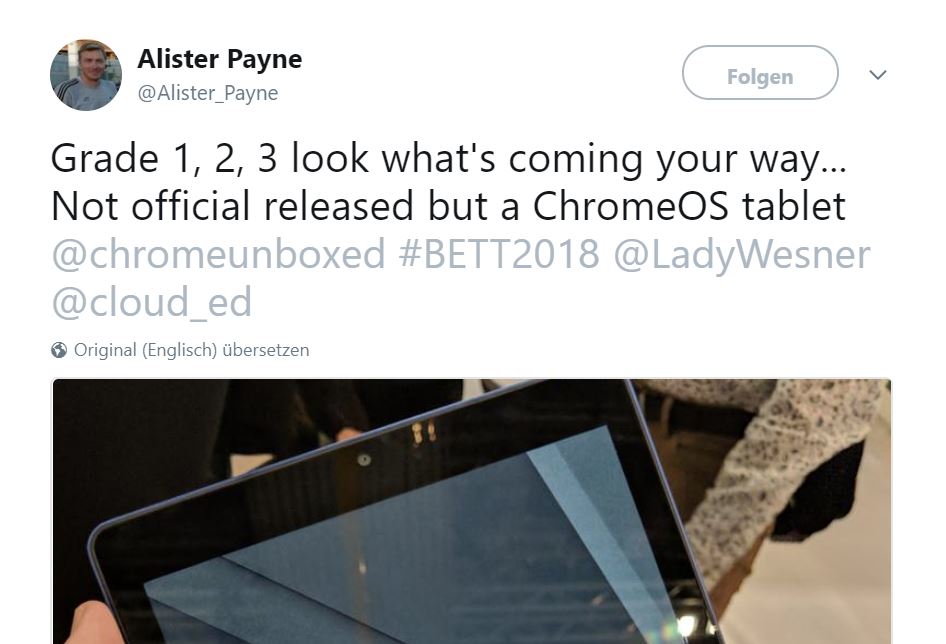 Chrome OS Tablet Tweet Screenshot