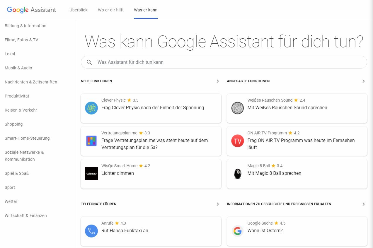 Google Assistant Verzeichnis