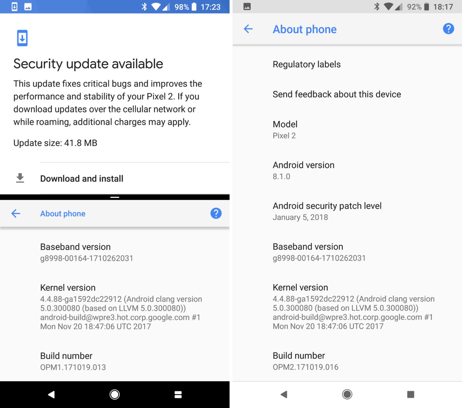 Pixel 2 OPM2 Update Januar 2018