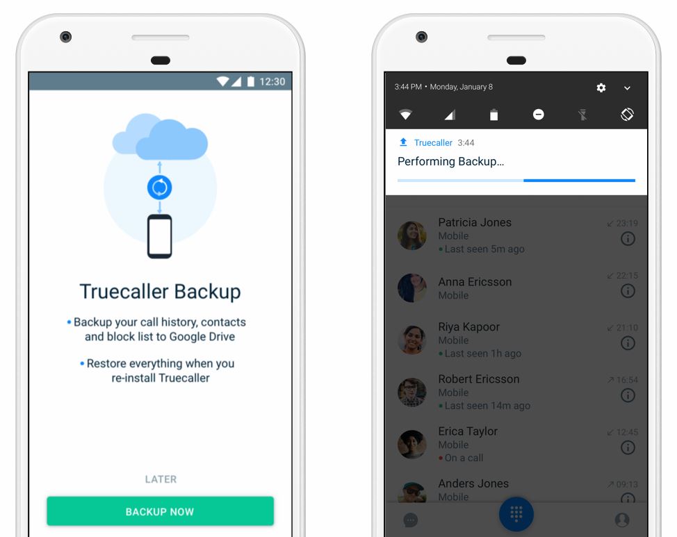 Truecaller Backup-Funktion