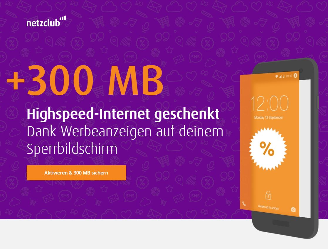netzclub Sperrbildschirm Werbung