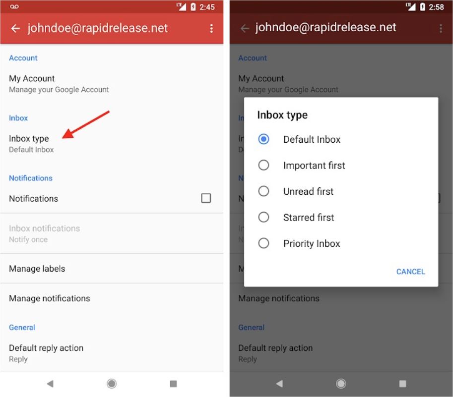 Gmail Posteingang-Arten App