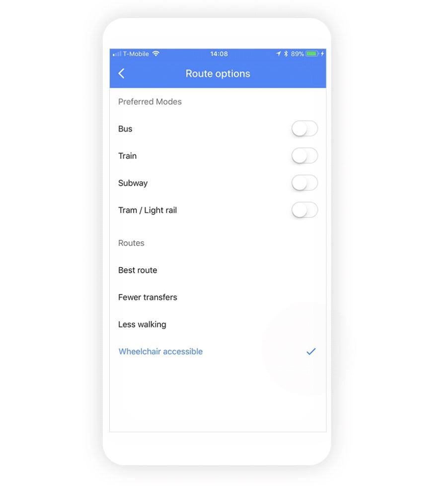 Google Maps Rollstuhl Feature