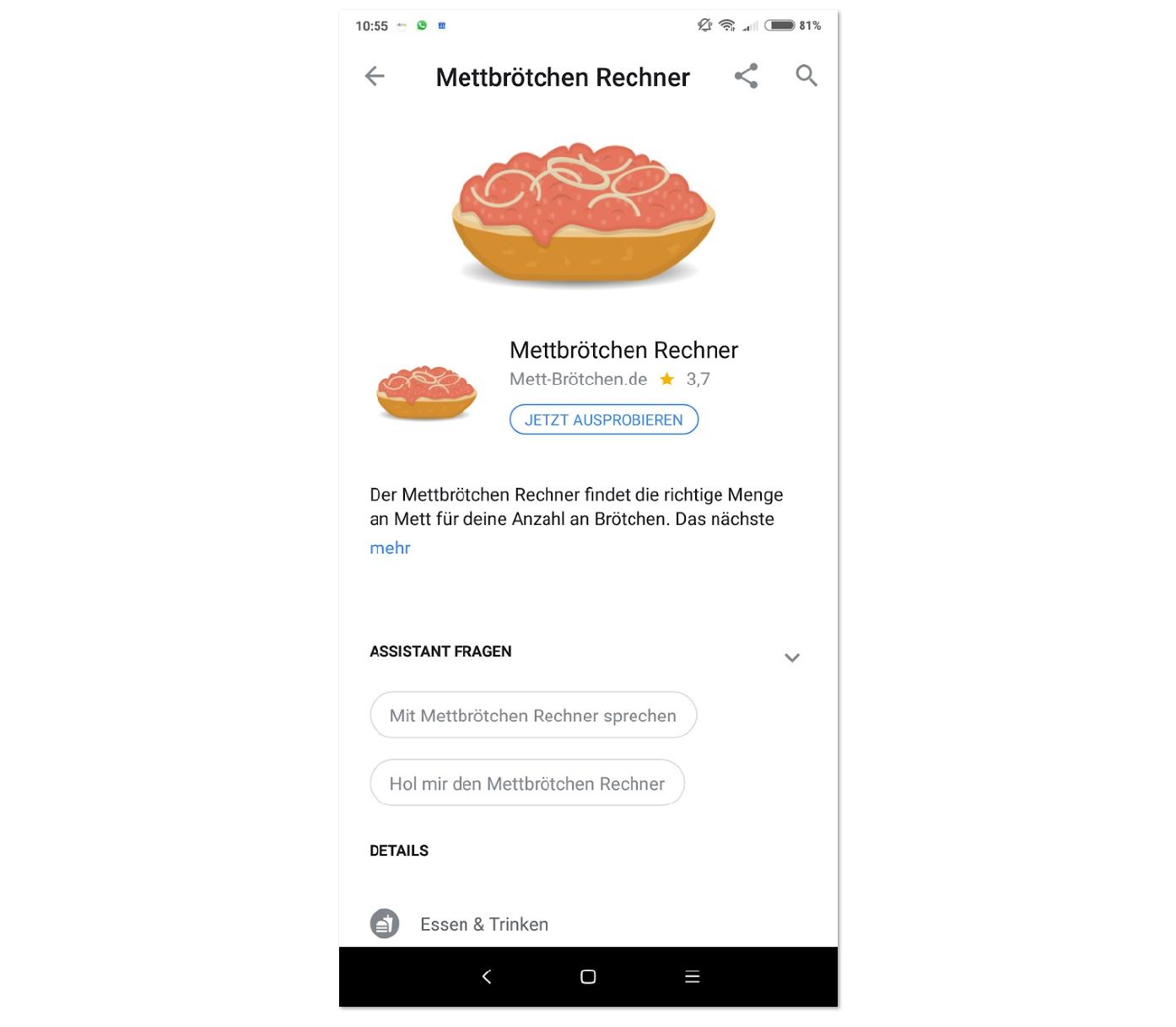 Mettbrötchen Rechner Google Assistant