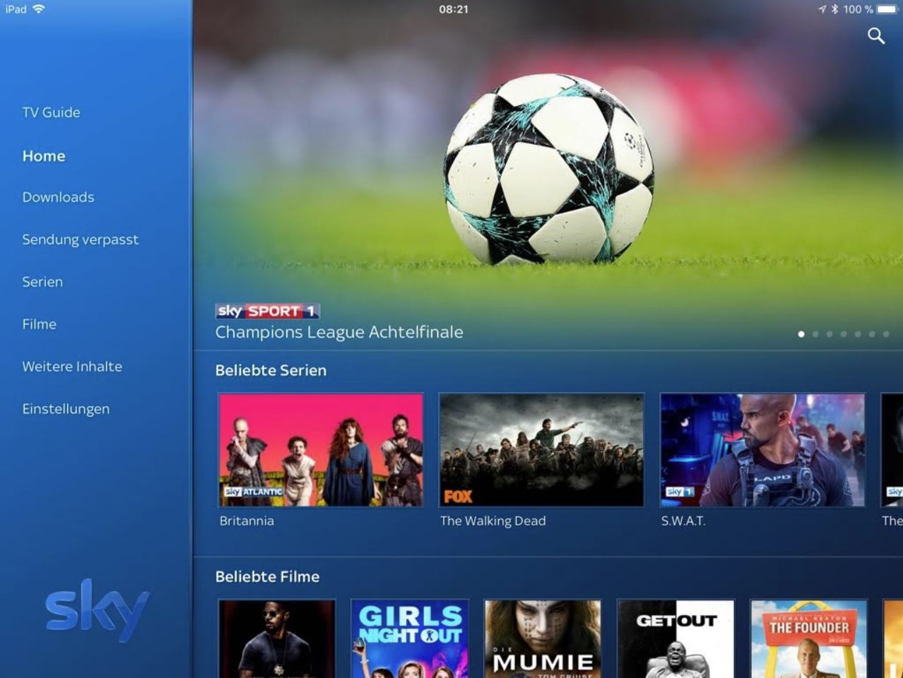 Sky Go App März 2018 Screenshot