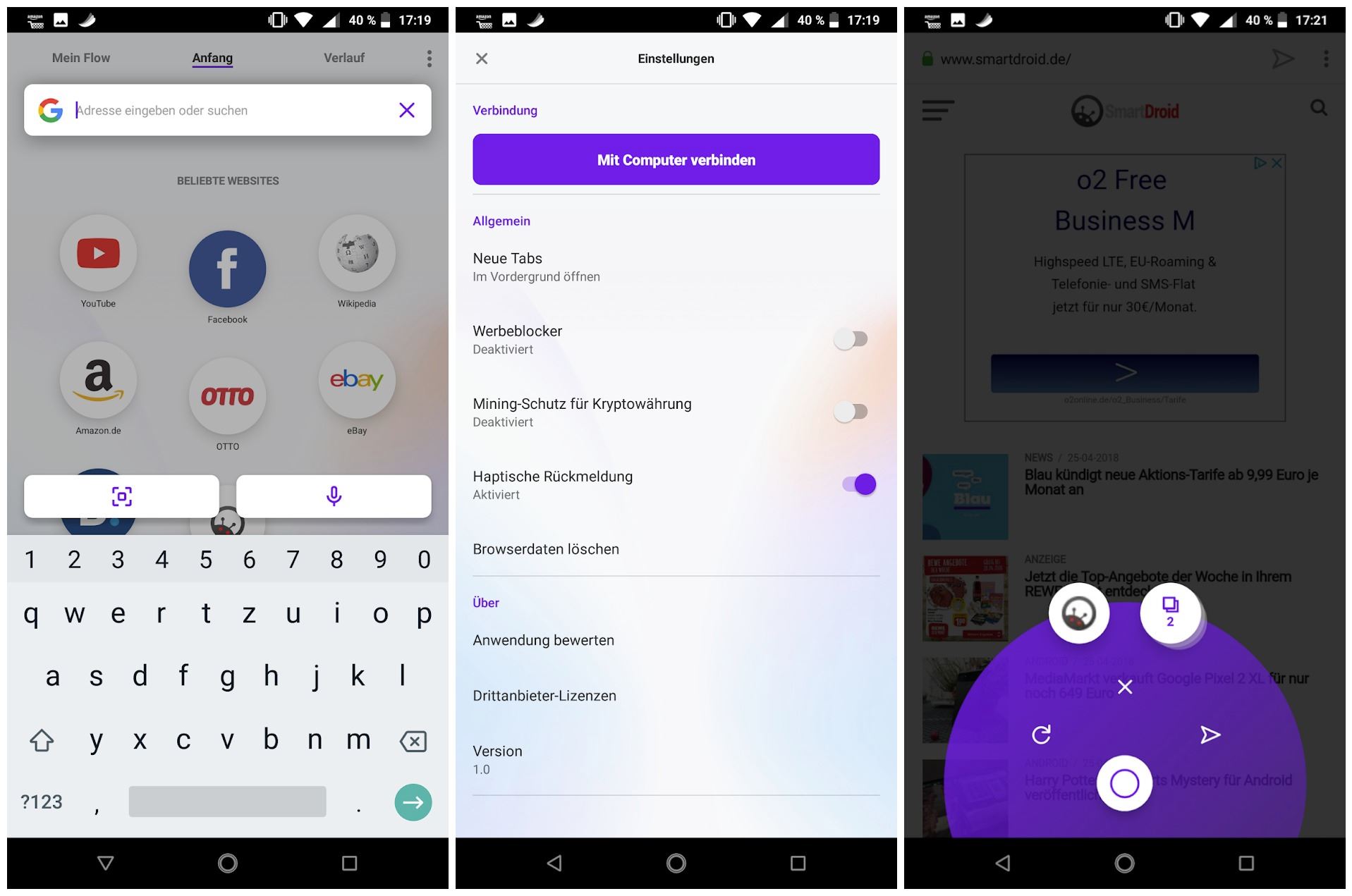 Opera Touch Screenshots