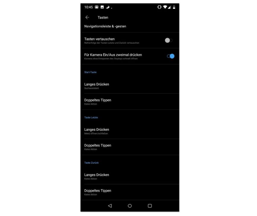 Doppelbelegung der Tasten OnePlus 6