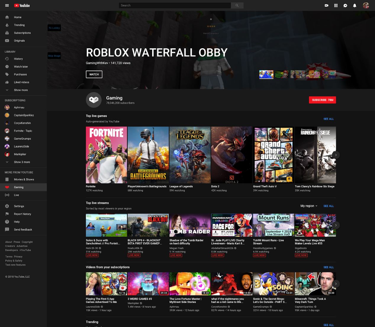 YouTube Gaming 2019 Update