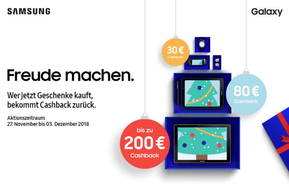 Samsung Cashback Nov bis Dez 2018