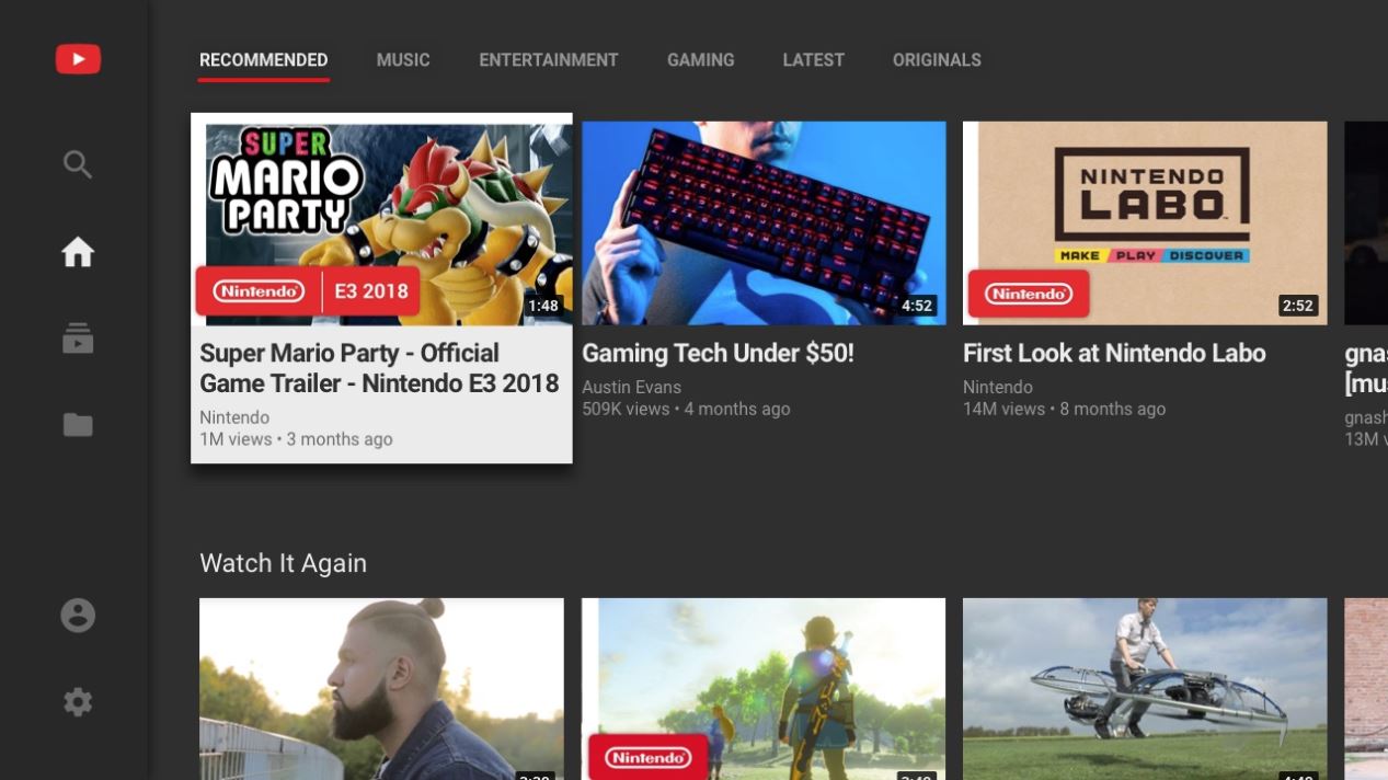YouTube Nintendo Switch