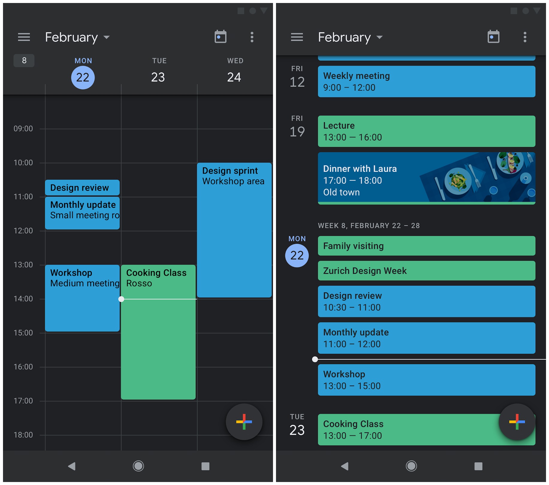 Google Kalender Dark Mode Android