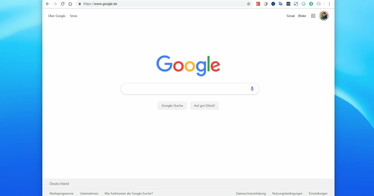 Google Chrome Browserfenster Screenshot Header