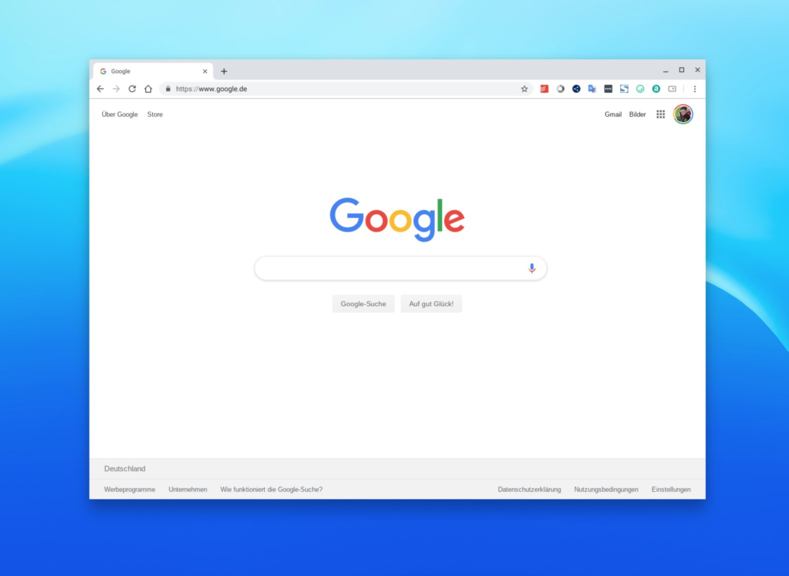 Google Chrome Browserfenster Screenshot Header