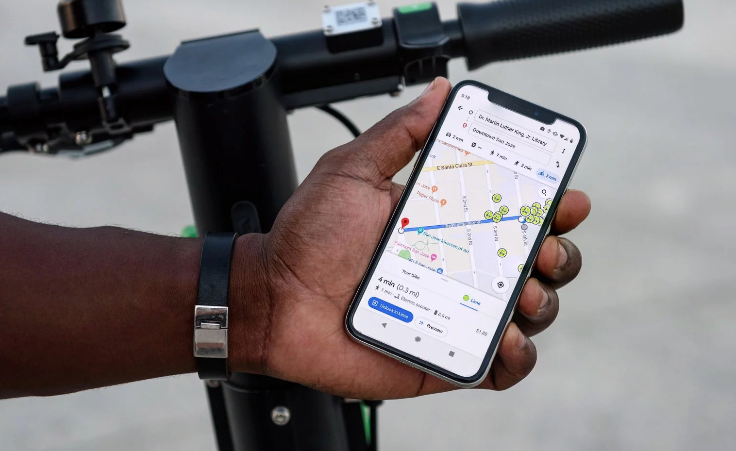 Google Maps Lime E-Scooter