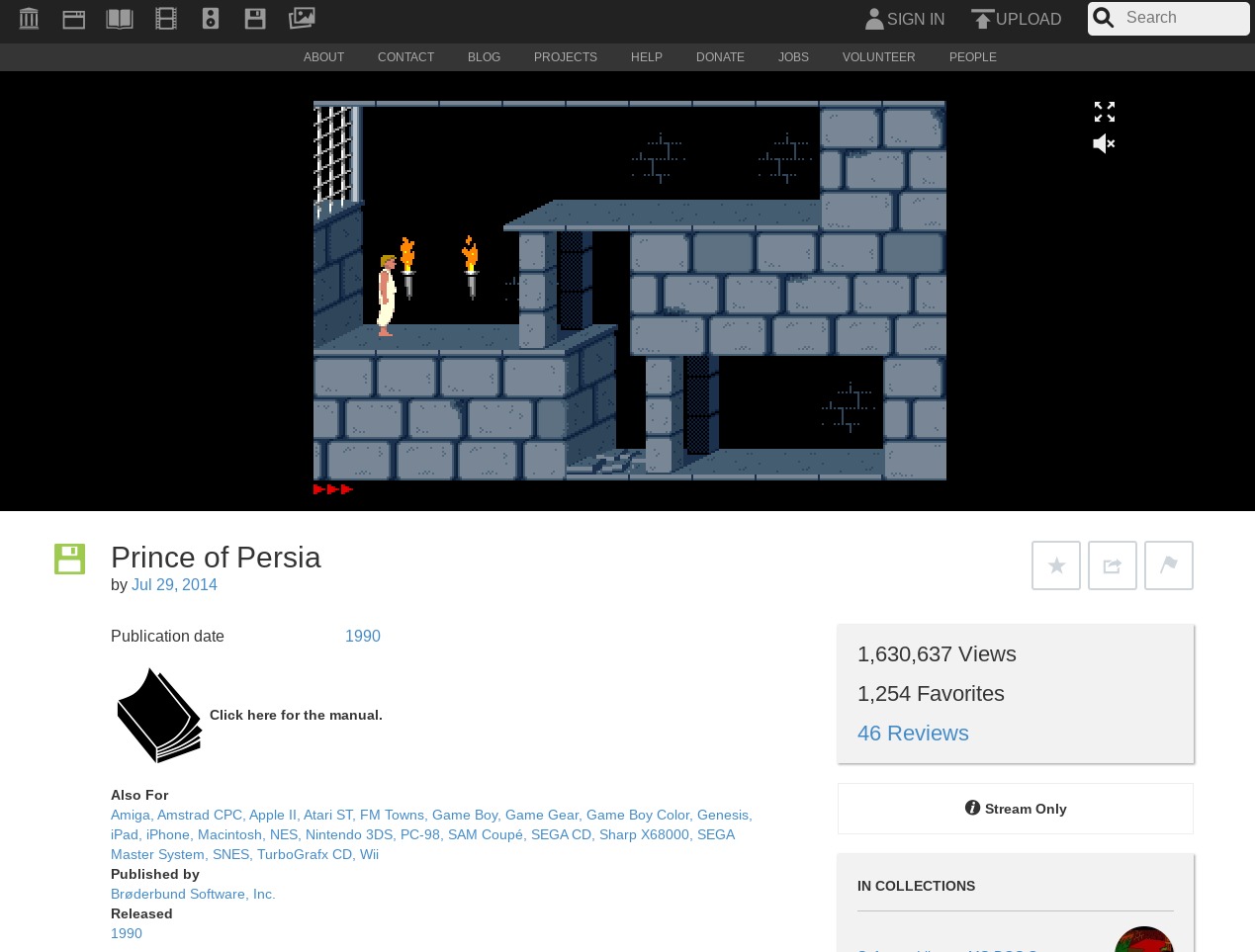Software Library DOS Prince of Persia