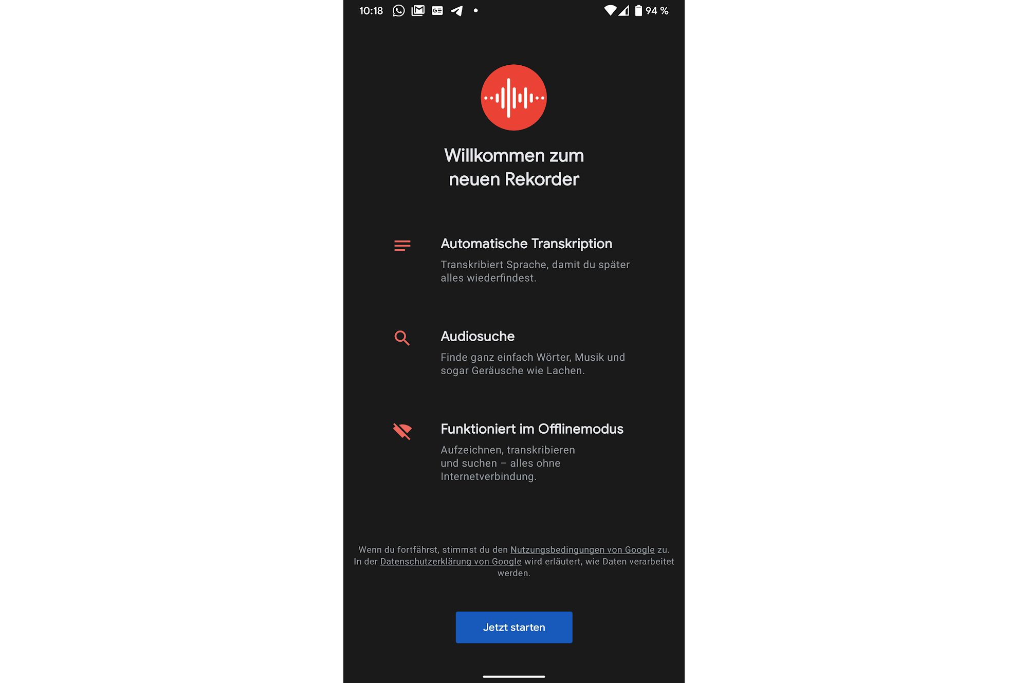 Google Rekorder App 2019