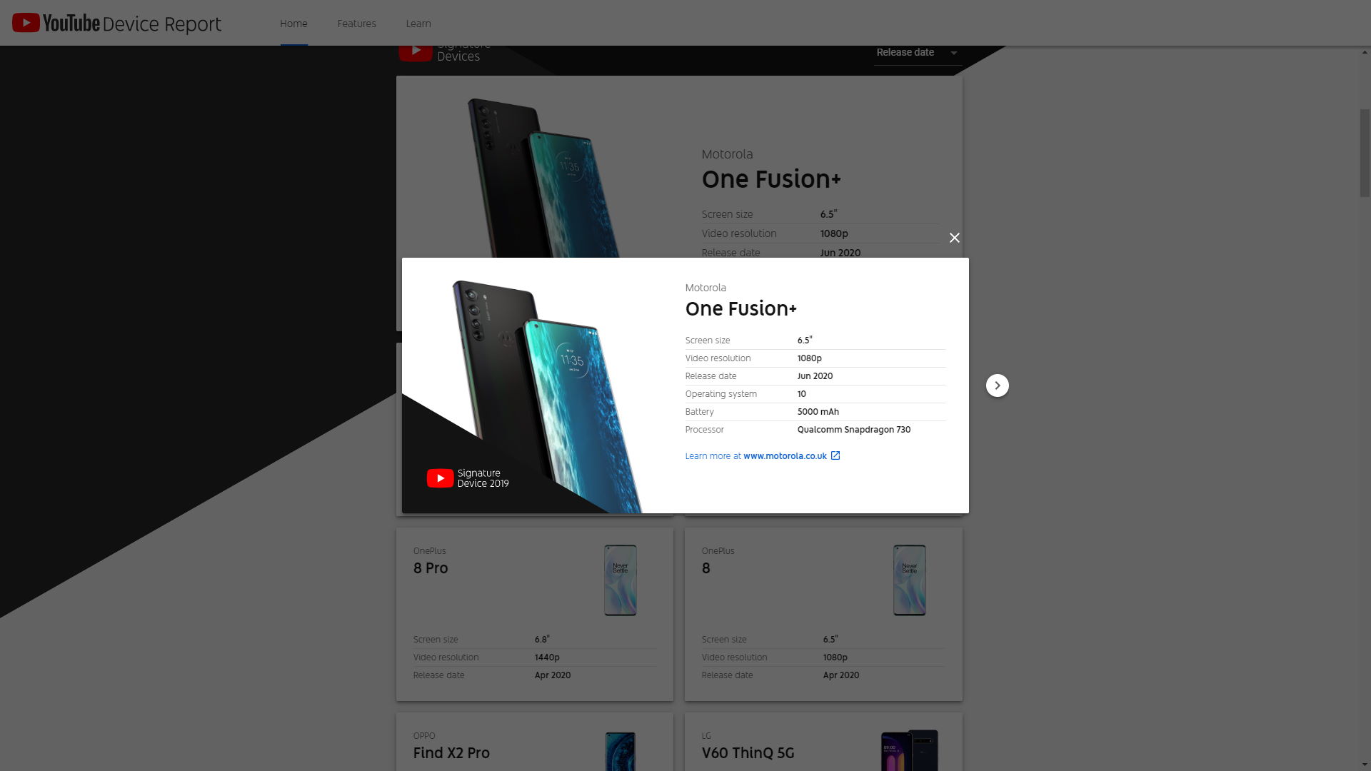 Motorola One Fusion Youtube Device Report Leak