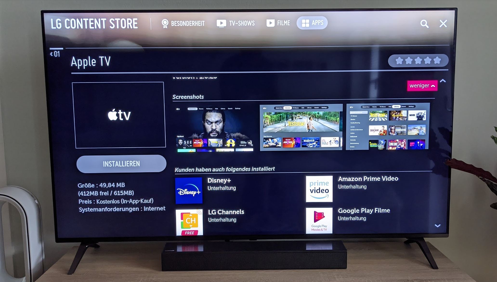 App Apple TV für aktuelle LGFernseher verfügbar