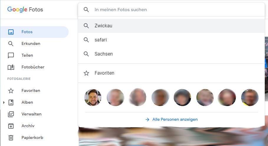 Google Fotos Web Favoriten
