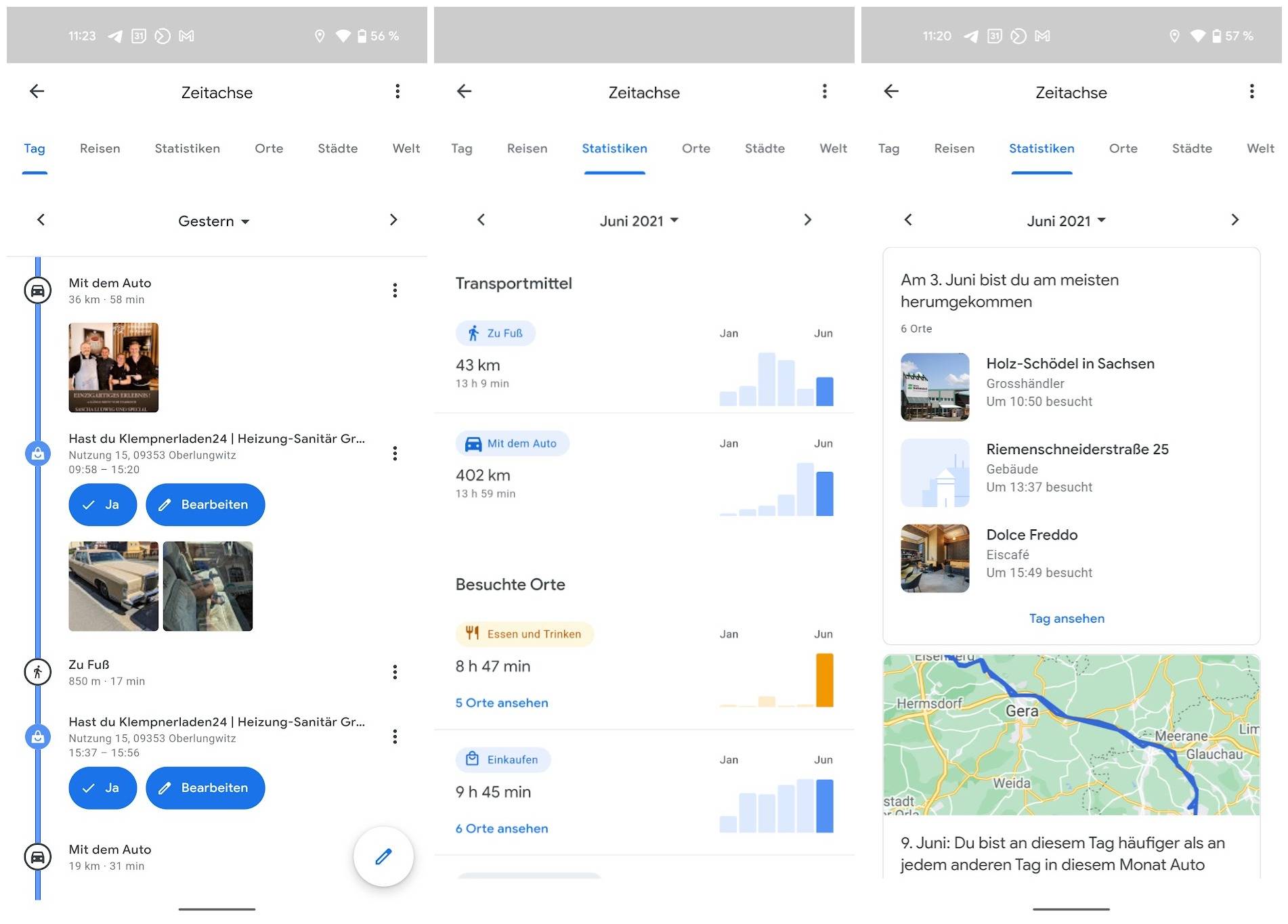Google Maps Zeitachse Update Juli 2021