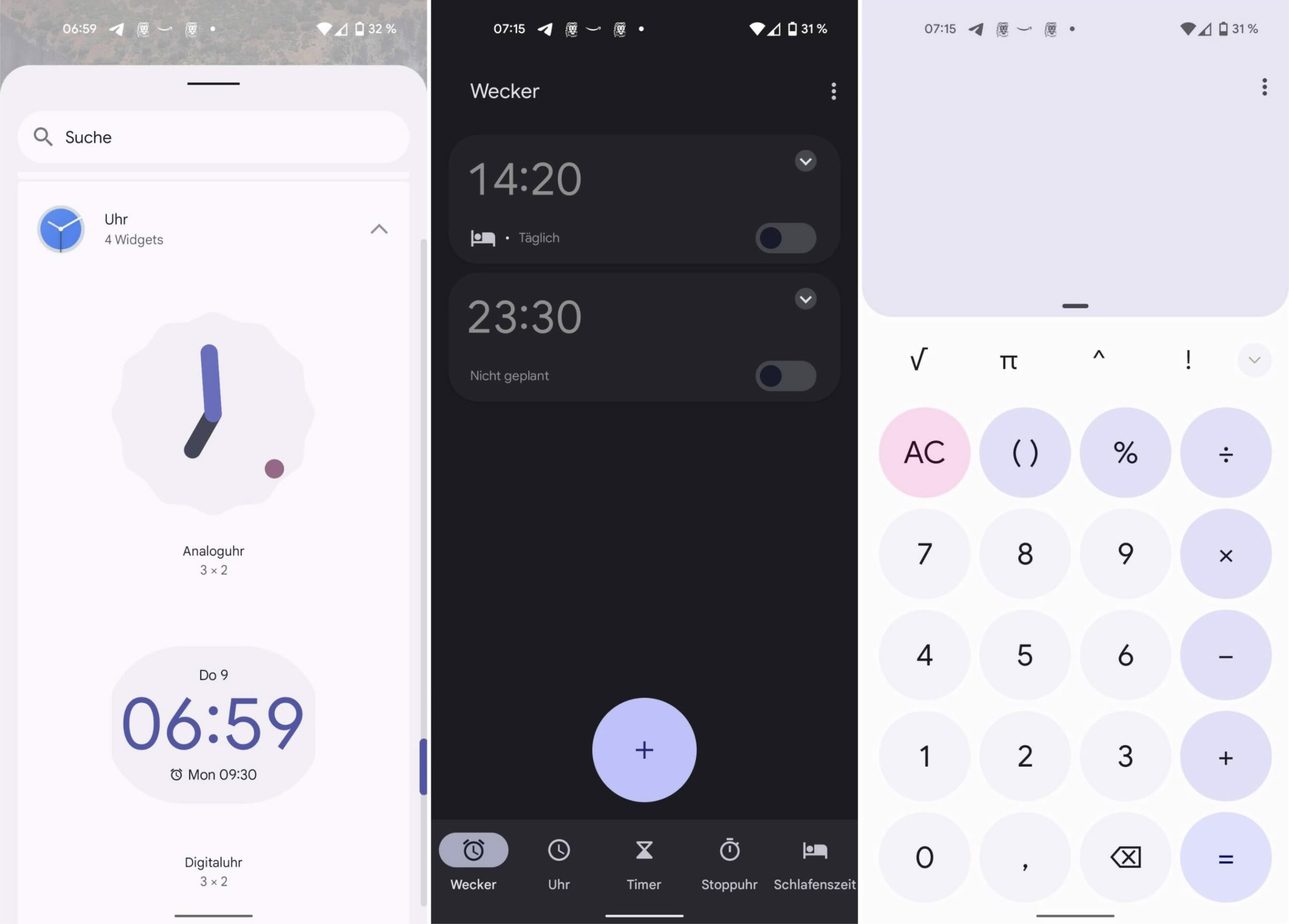 Android 12 Material You Uhr Rechner