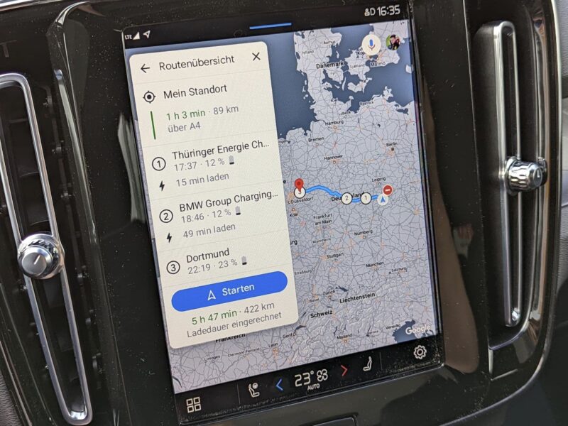 Google Maps Routenplanung Android Automotive