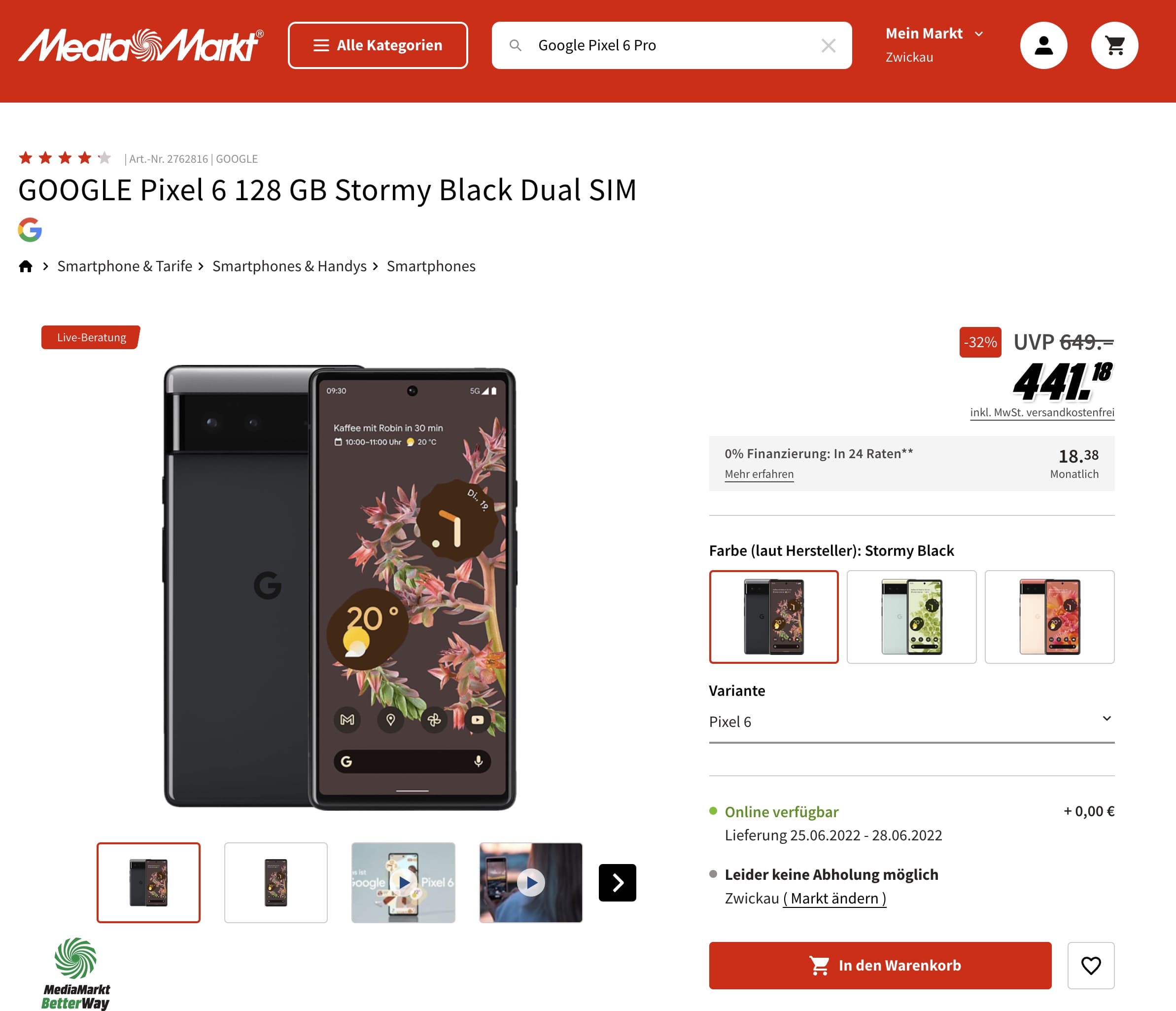 Screenshot Pixel 6 441 Euro