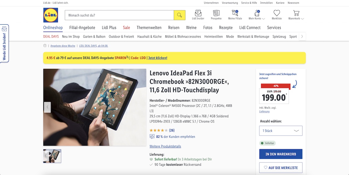 Lidl di bawah €200 dengan Chromebook dengan layar sentuh!