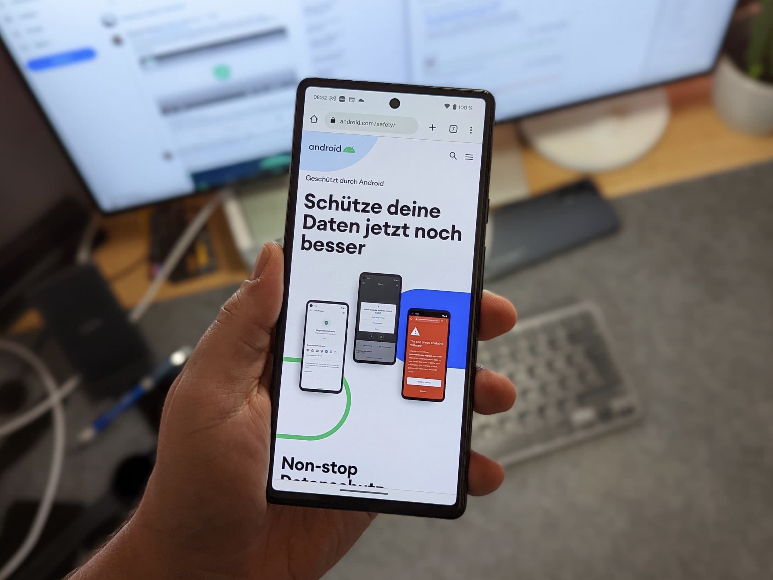 Hier taucht jetzt das neue Label "Geschützt durch Android" auf