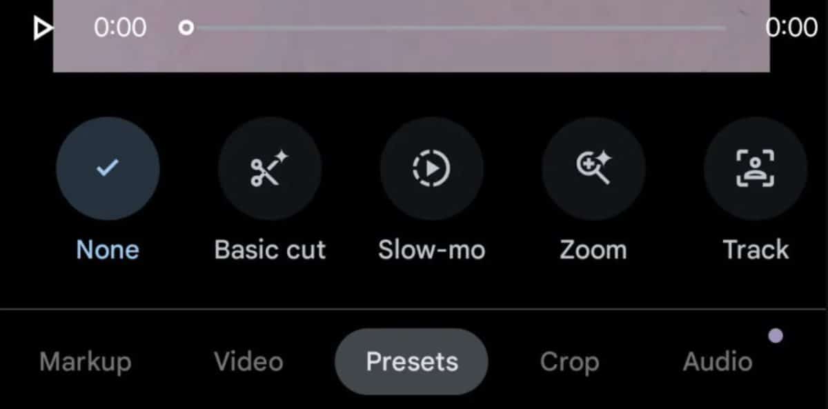 Presets Google Fotos Video Editor