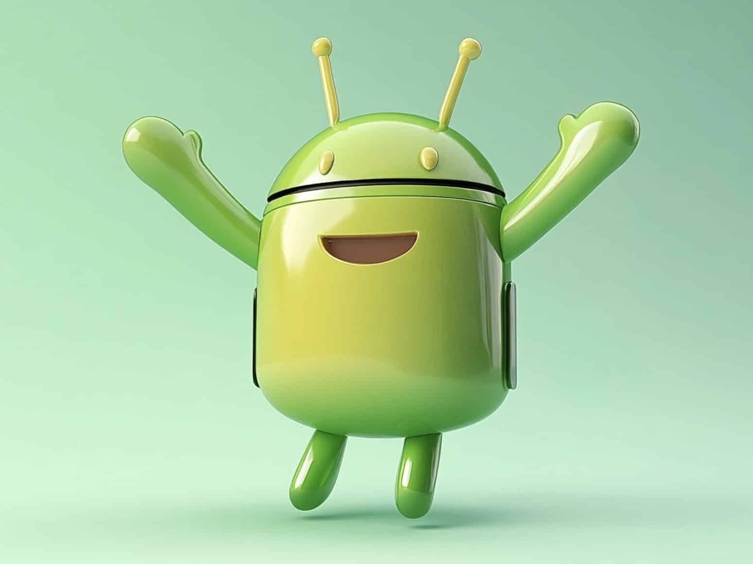 Klick für Vollbild-Ansicht 🔍 Android Maskottchen Update Neuerungen Hero Glücklich