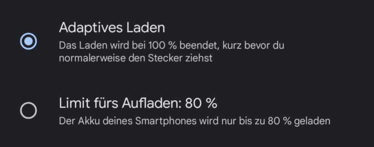 Limit fürs Laden 80 Prozent Pixel